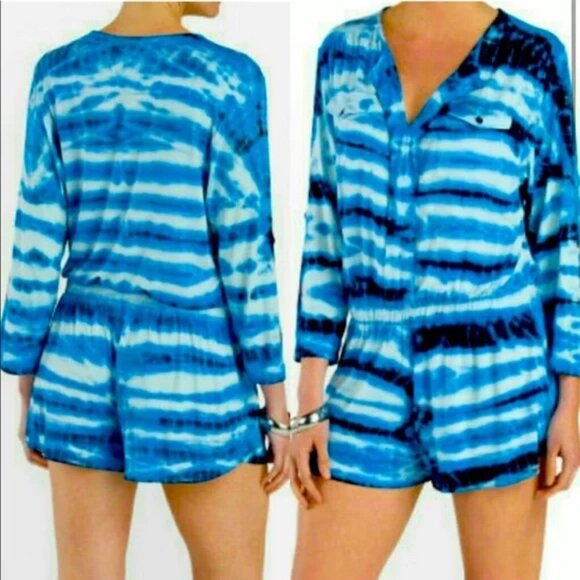 Young Fabulous & Broke Pants - Young Fabulous & Broke YFB Malik Blue Super Soft Tie Dye Sexy Romper Size Small